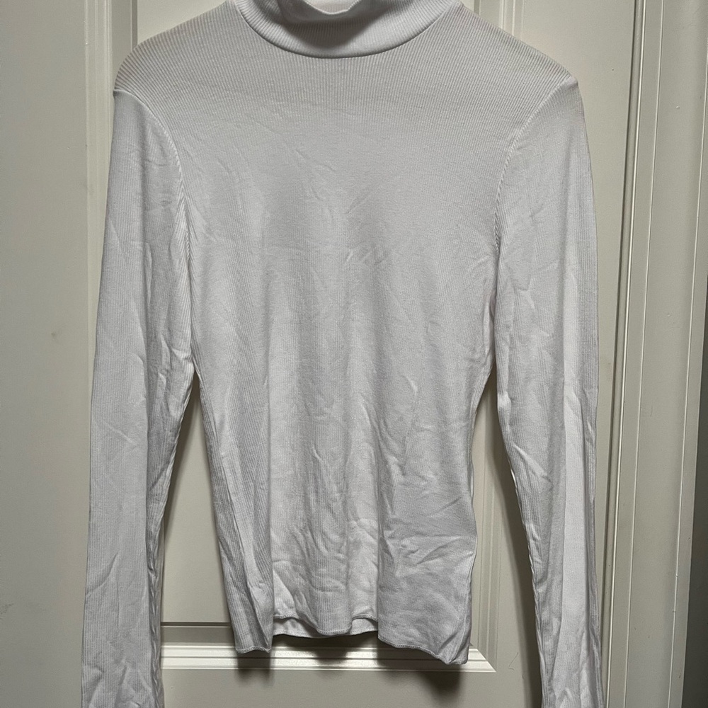 AF White Mockneck Long Sleeve Top